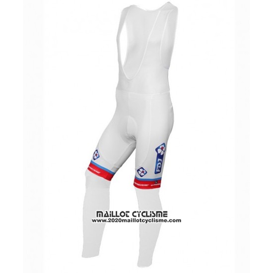 2016 Maillot Ciclismo FDJ Blanc et Bleu Manches Longues et Cuissard